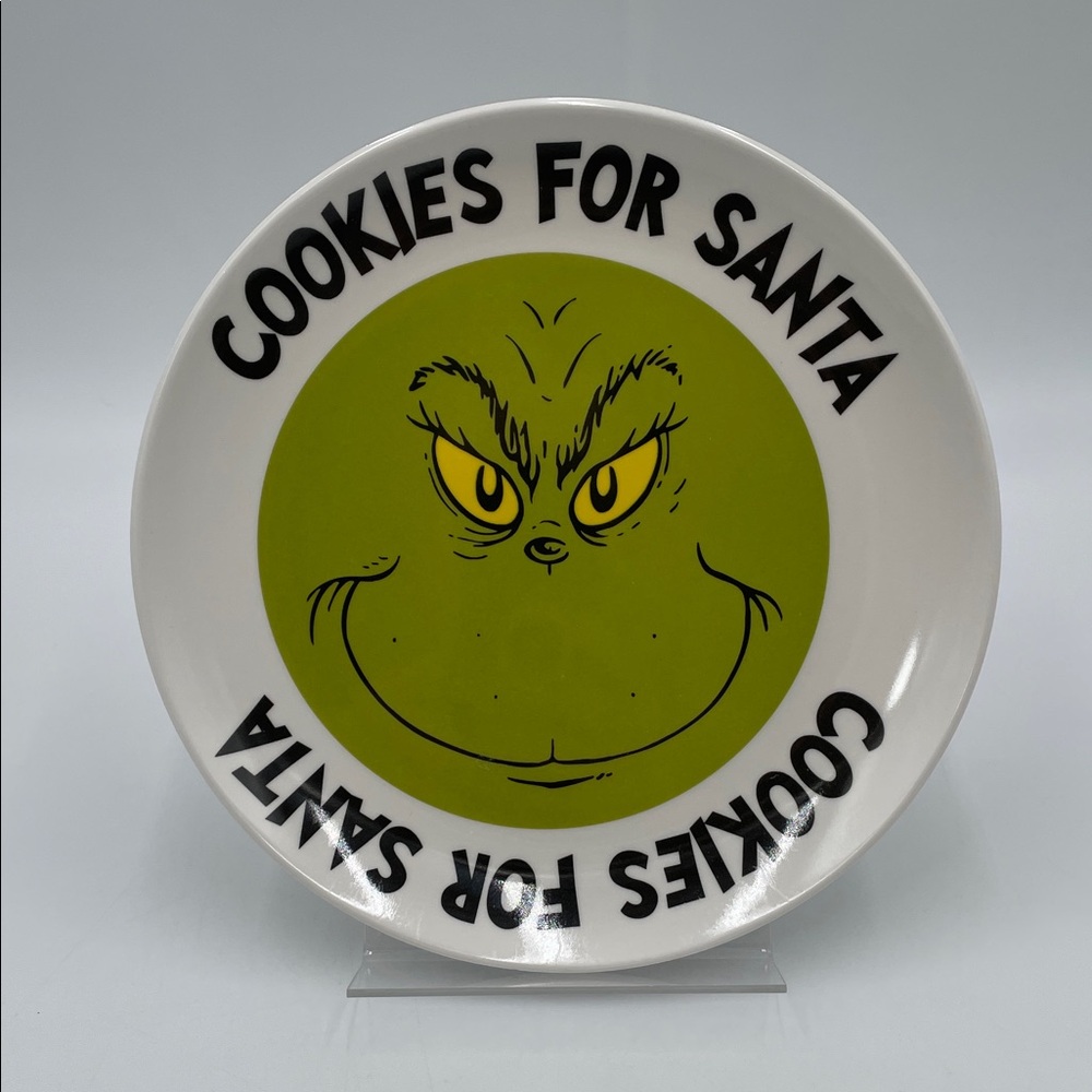 Grinch Cookies for Santa 8” Melamine Christmas Plate Dr. Seuss - Picture 1 of 3